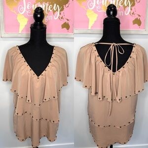Hanna G Nude V-Neck Western Top